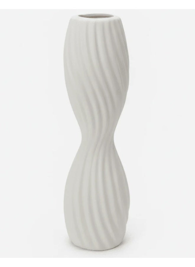 AKDC Premium Modern Sculptural Ceramic Flower Vase – Elegant White Finish, Artistic Unique Shape Home Décor Accent, 39 × 11 cm - Image 1
